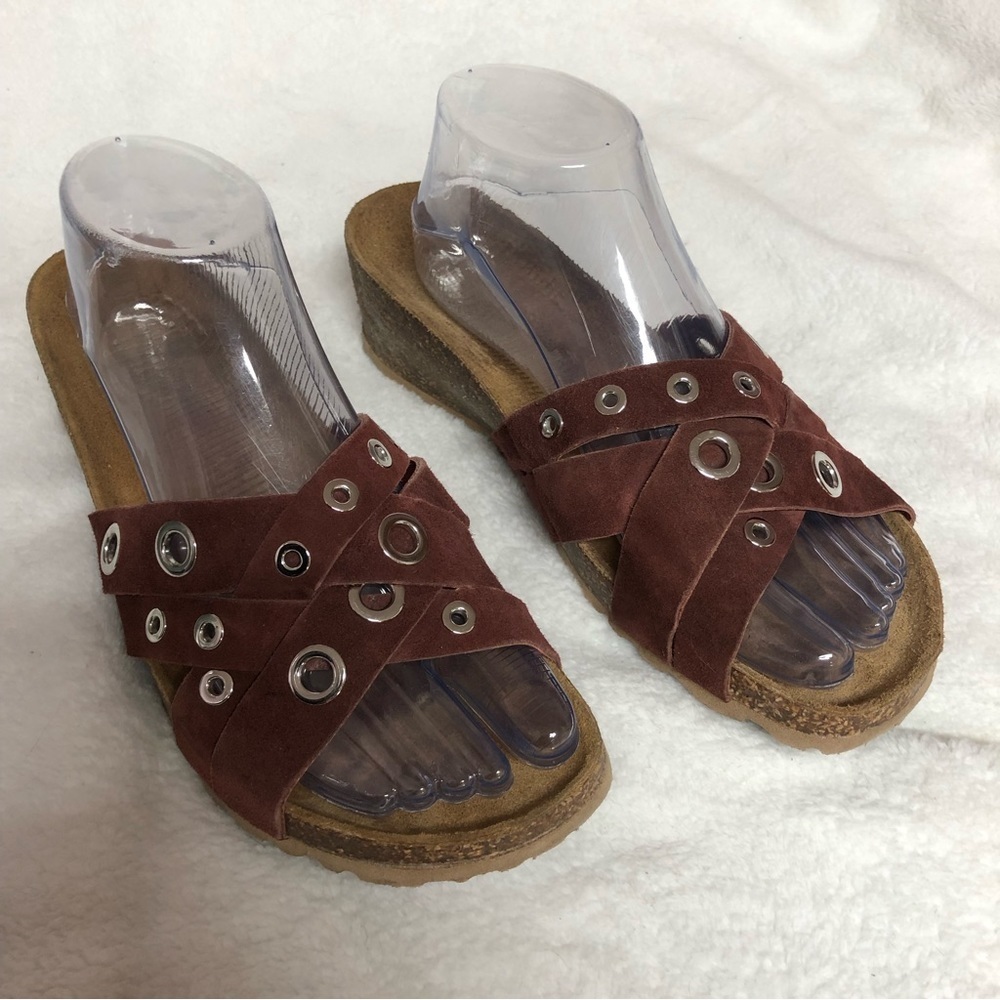 San Giorgio Wine Criss Cross Leather Strap Summer Sandals Size 9